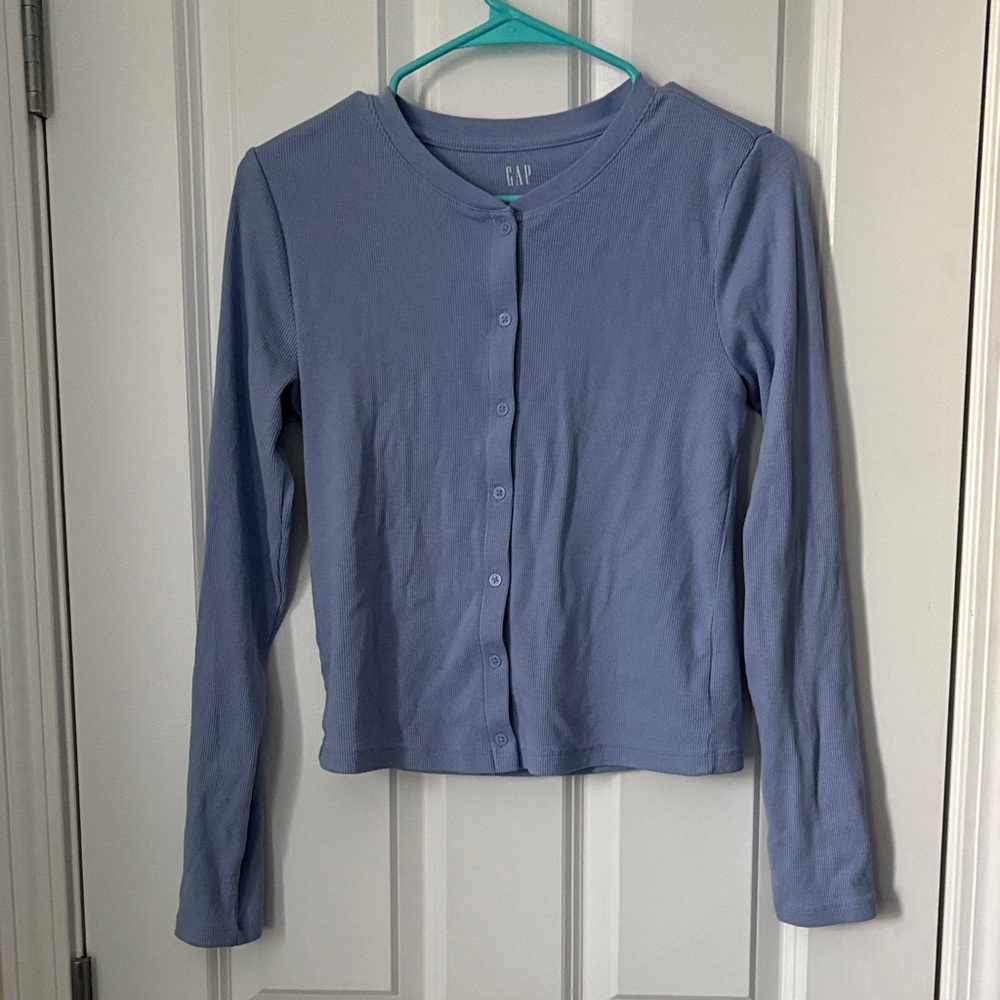 Gap Ribbed Button-Up Long Sleeve Cardigan